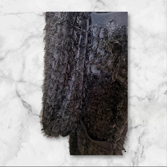 Sophie So & Colour House Black Textured Longline Coat with Pockets - Picture 3 of 12